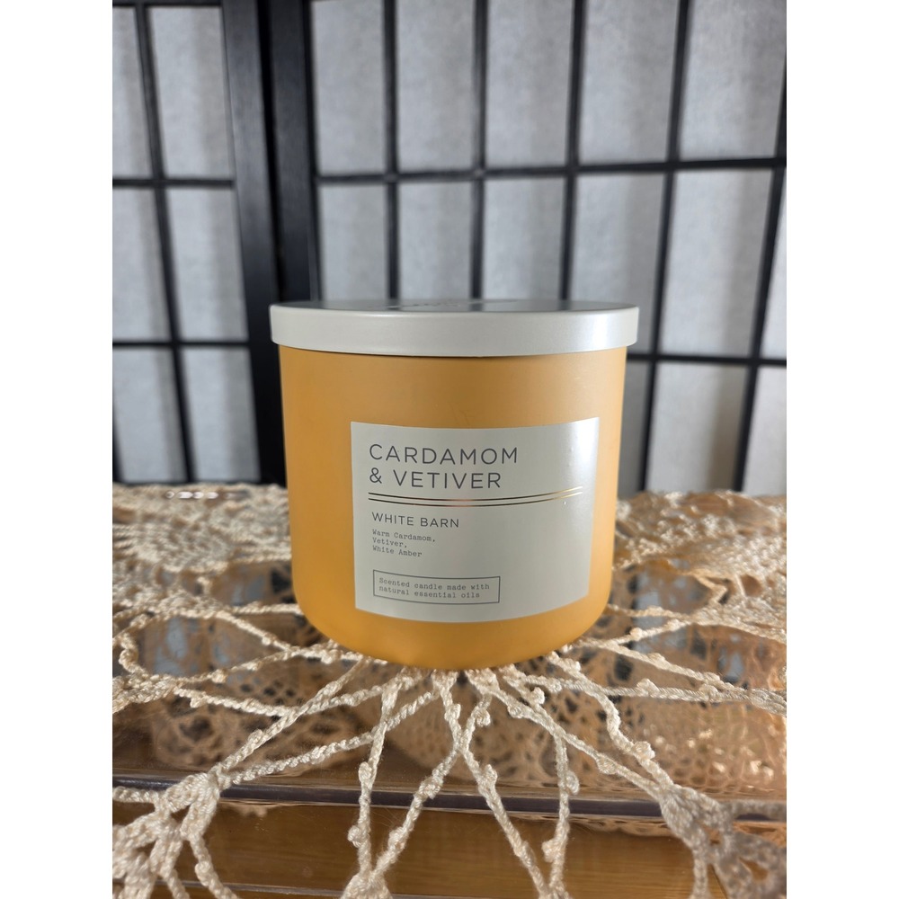 White Barn Cardamom & Vetiver 3-Wick Scented Candle 14.5oz Mustard Yellow Jar